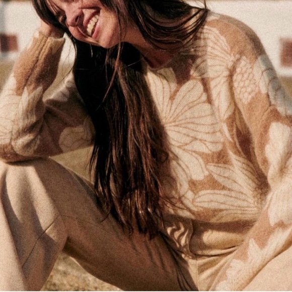 Sezane Julietta Jumper Tan/Ecru Sweater XS - Picture 2 of 10